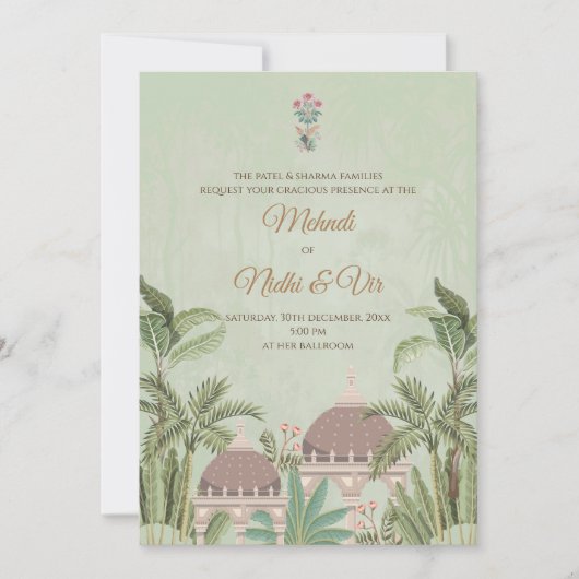 Digitale indische Hochzeitkarten Hindu lädt ein Einladung (Vorderseite)