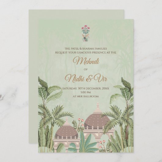 Digitale indische Hochzeitkarten Hindu lädt ein Einladung (Vorne/Hinten)