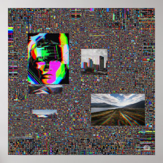Digitale Interferenz Abstrakt Glitch Art Poster
