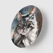 Digitale Katze 765 Runde Wanduhr (Winkel)