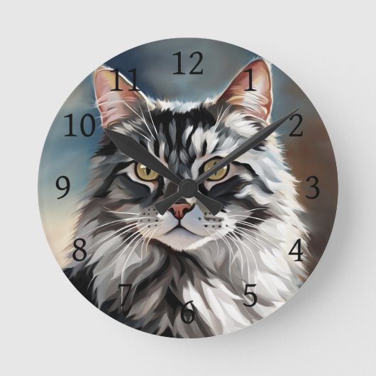 Digitale Katze 765 Runde Wanduhr (Vorderseite)