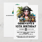 Digitale Kinder rauben Geburtstagsmädchen Einladung (Vorne/Hinten)