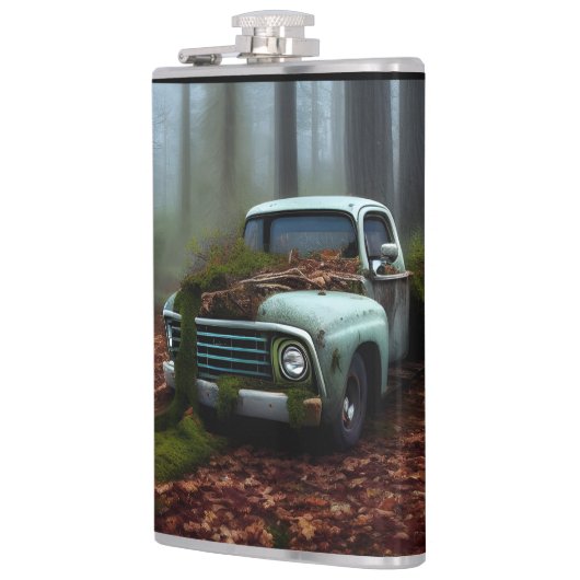 Digitale Kunst auf dem abgefahrenen Lkw Flachmann (Links)