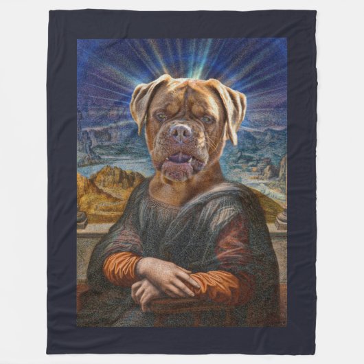 Digitale Kunst - BULLDOG MONA LISA Fleecedecke (Vorderseite)