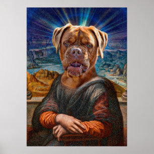 Digitale Kunst - Bulldogge Mona Lisa Poster