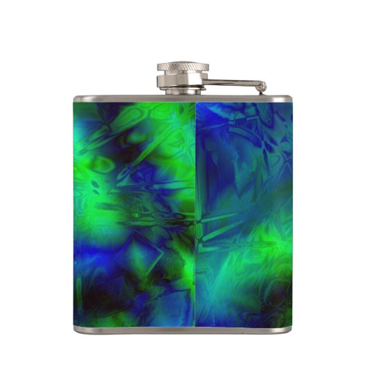 Digitale Kunst Cool Moderne Abstrakt einzigartig Flachmann (Rückseite)