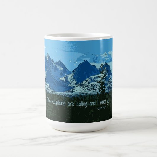 Digitale Kunst der Bergspitzen - John Muir-Zitat Kaffeetasse (Mittel)