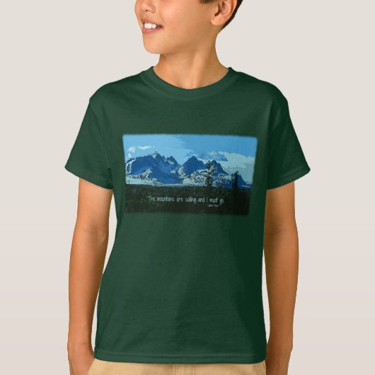Digitale Kunst der Bergspitzen - John Muir-Zitat T-Shirt (Vorderseite)
