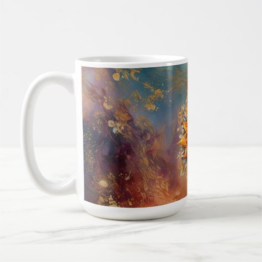 Digitale Kunst der kosmischen Sonne Personalisiert Kaffeetasse (Links)