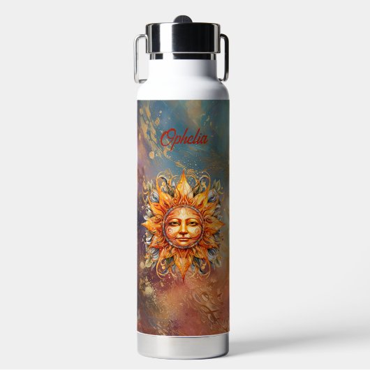 Digitale Kunst der kosmischen Sonne Personalisiert Trinkflasche (Vorderseite)