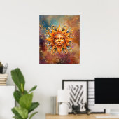 Digitale Kunst der kosmischen Sonne Poster (Heimbüro)