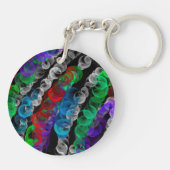 Digitale Kunst der Skull und Monarch Butterfly Schlüsselanhänger (Rückseite)