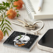 Digitale Kunst der Skull und Monarch Butterfly Schlüsselanhänger (Vorderseite rechts)