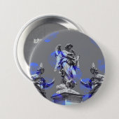 Digitale Kunst der Skulpturen blaue Pinselstriche Button (Vorne & Hinten)