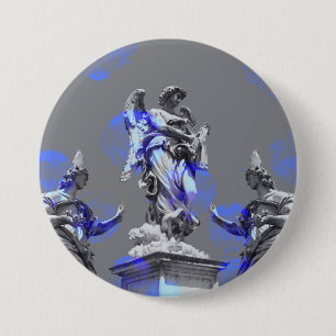 Digitale Kunst der Skulpturen blaue Pinselstriche Button