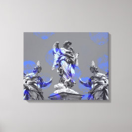 Digitale Kunst der Skulpturen blaue Pinselstriche Leinwanddruck