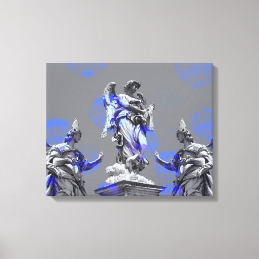 Digitale Kunst der Skulpturen blaue Pinselstriche Leinwanddruck (Vorderseite)