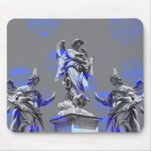 Digitale Kunst der Skulpturen blaue Pinselstriche Mousepad