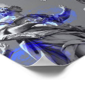 Digitale Kunst der Skulpturen blaue Pinselstriche Poster (Ecke)