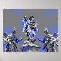 Digitale Kunst der Skulpturen blaue Pinselstriche
