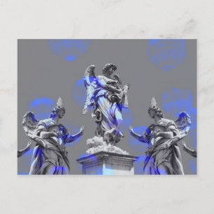 Digitale Kunst der Skulpturen blaue Pinselstriche Postkarte