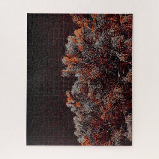 Digitale Kunst des Kiefernbaums mit orangefarbenen Puzzle (Vertikal)