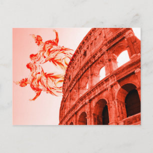 Digitale Kunst des Kolosseums und Statuen/Skulptur Postkarte