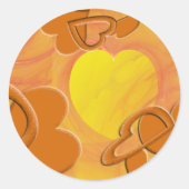 Digitale Kunst des orangen und gelben Herzens Runder Aufkleber (Vorderseite)