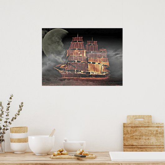 Digitale Kunst für Segelschiffe Poster (Küche)