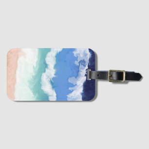 Digitale Kunst im aquamarinen und blauen Ozean Gepäckanhänger