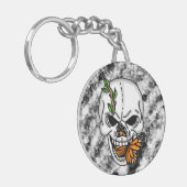 Digitale Kunst im Skull und Monarch Butterfly Schlüsselanhänger (Vorderseite links)
