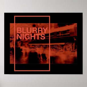 Digitale Kunst in roter Farbe: verschwommene Nächt Poster