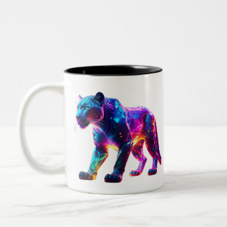 Digitale Kunst Neon Leopard Zweifarbige Tasse