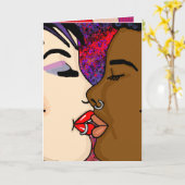 Digitale Kunst | Romantischer Kuss Karte (Gelbe Blume)