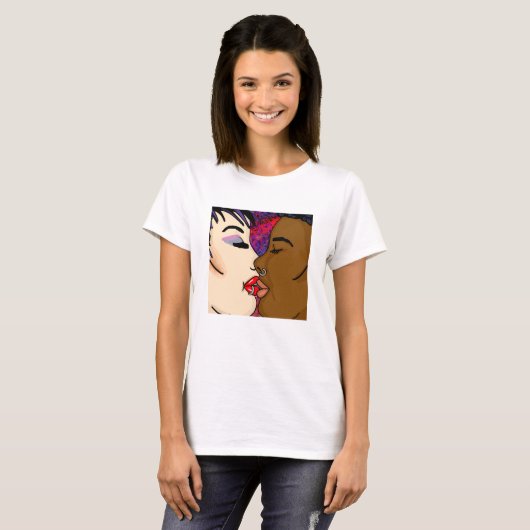 Digitale Kunst | Romantischer Kuss T-Shirt (Vorne ganz)