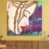 Digitale Kunst | Traurige Lady Deep in Thread Leinwanddruck (Insitu (Wohnzimmer))