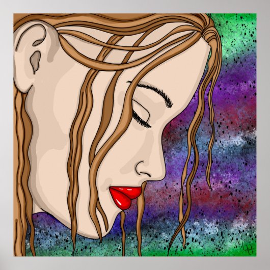 Digitale Kunst | Traurige Lady Deep in Thread Poster (Vorne)