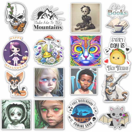 Digitale Kunst und Handschuhe Aufkleber (Vorderseite)