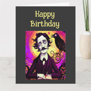 Digitale Kunst Vintage Edgar Allan Poe Rabe Geburt Karte