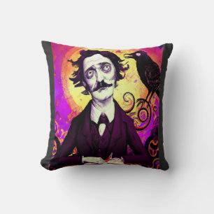 Digitale Kunst Vintage Edgar Allan Poe Rabe   Kissen