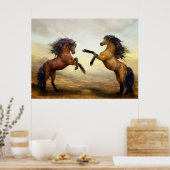 Digitale Kunst, Wildpferde, die auf Hinterbeinen a Poster (Küche)