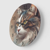 Digitale Kunstkatze 718 Große Wanduhr (Winkel)