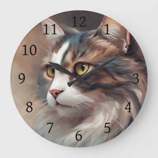 Digitale Kunstkatze 718 Große Wanduhr (Vorderseite)