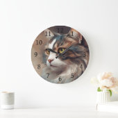 Digitale Kunstkatze 718 Große Wanduhr (Zuhause)