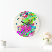 Digitale Kunstkunst aus Splättchenfarbe Große Wanduhr (Zuhause)