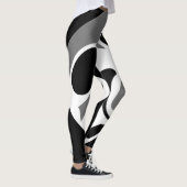 Digitale Kunstlegende Grau, Weiß und Schwarz Leggings (Rechts)
