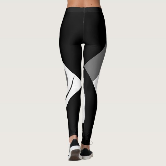 Digitale Kunstlegende Grau, Weiß und Schwarz Leggings (Rückseite)