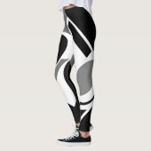 Digitale Kunstlegende Grau, Weiß und Schwarz Leggings (Links)
