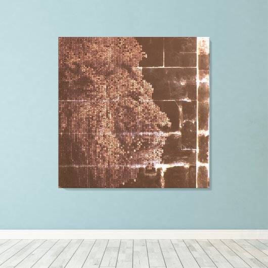 Digitale Löwendunkelheit ins Licht Leinwanddruck (Insitu (Holzboden))