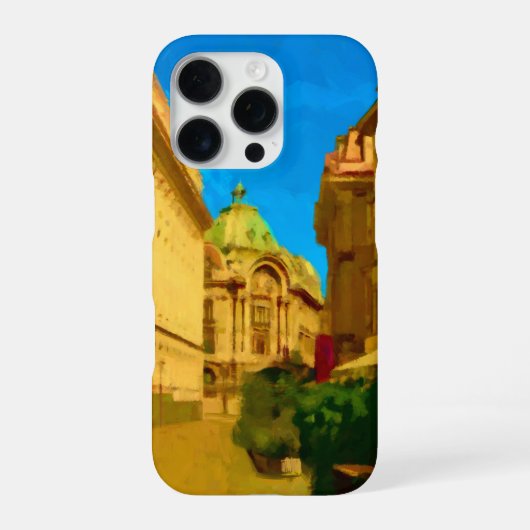 Digitale Malerei der Stadt Bukarest iPhone Hülle (Rückseite)